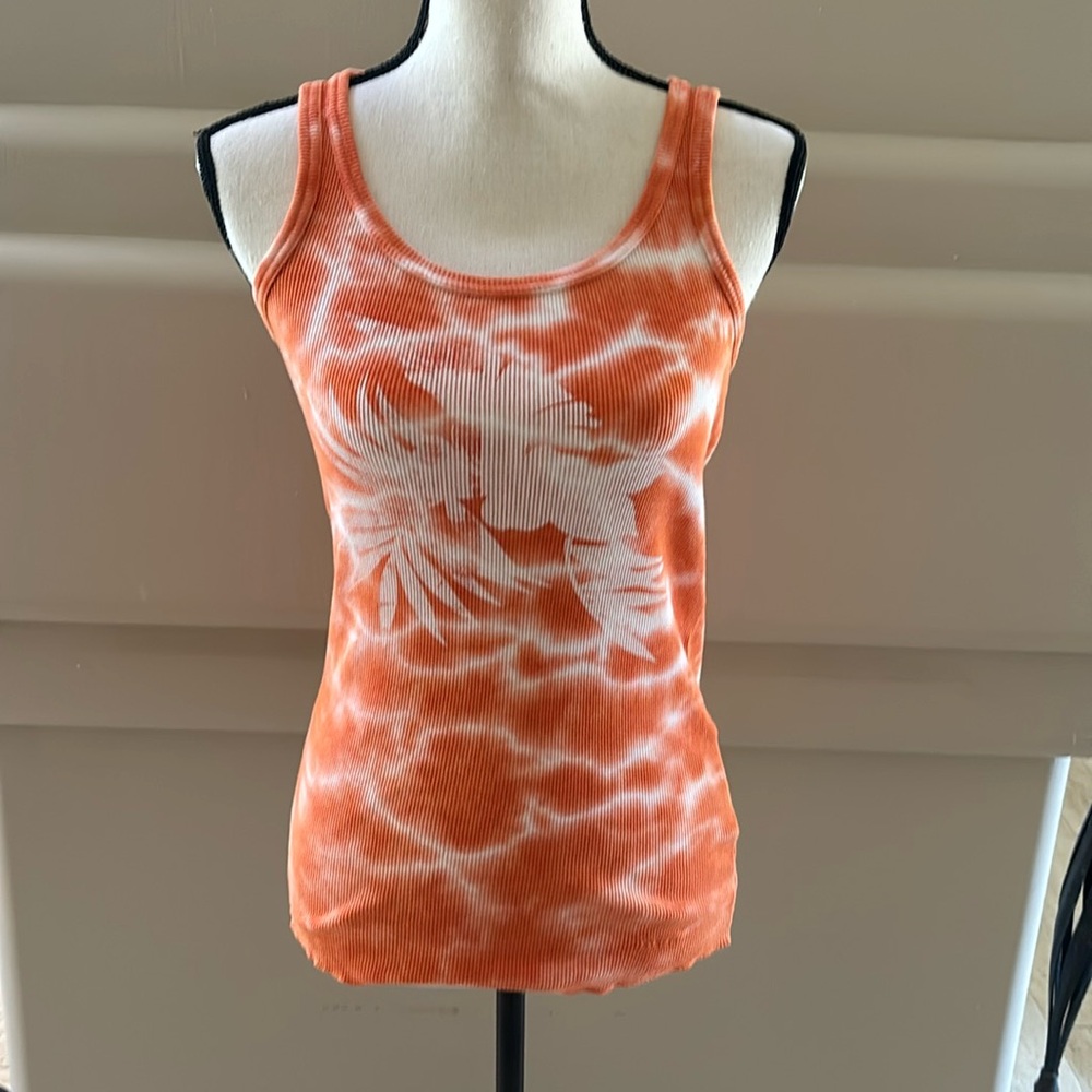 Gant Ribbed Tie Dye Tank. Orange/White. Small. Excellent Condition. 100% Cotton